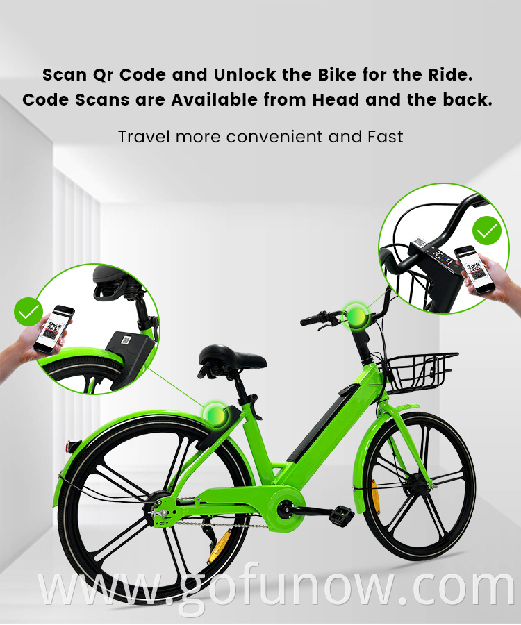 Gofunow Bluetooths Gps Ble Lock Smart City Sharing Ebike Electric Bike Rentaling Ride Shared EV Solution Bicycle Rental System